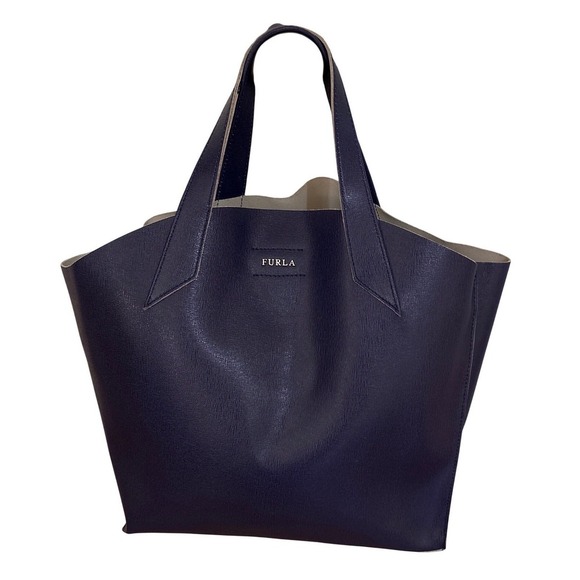 Furla Handbags - Furla Jucca Indigo Saffiano Leather Tote Bag Structured Top Handle Satchel Italy